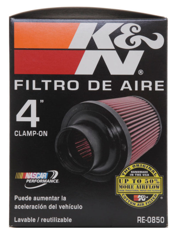 K&N Universal Air Filter (4in. Flange / 6in. Base OD / 4-5/8in. Top OD / 6in. Height) - Bull Strap