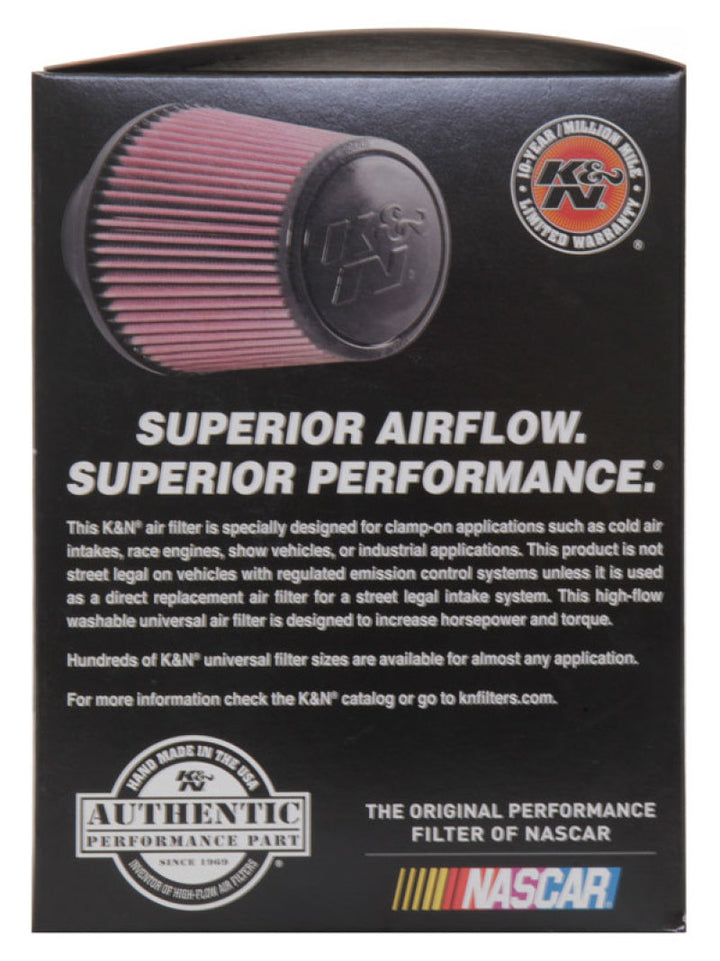 K&N Universal Air Filter (4in. Flange / 6in. Base OD / 4-5/8in. Top OD / 6in. Height) - Bull Strap
