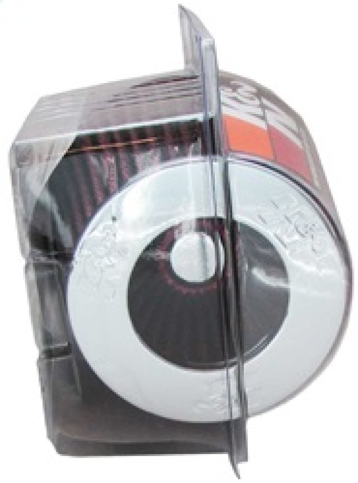 K&N Universal Air Filter Chrome Round Tapered Red - 4in Flange ID x 1.125in Flange Length x 5.5in H - Bull Strap