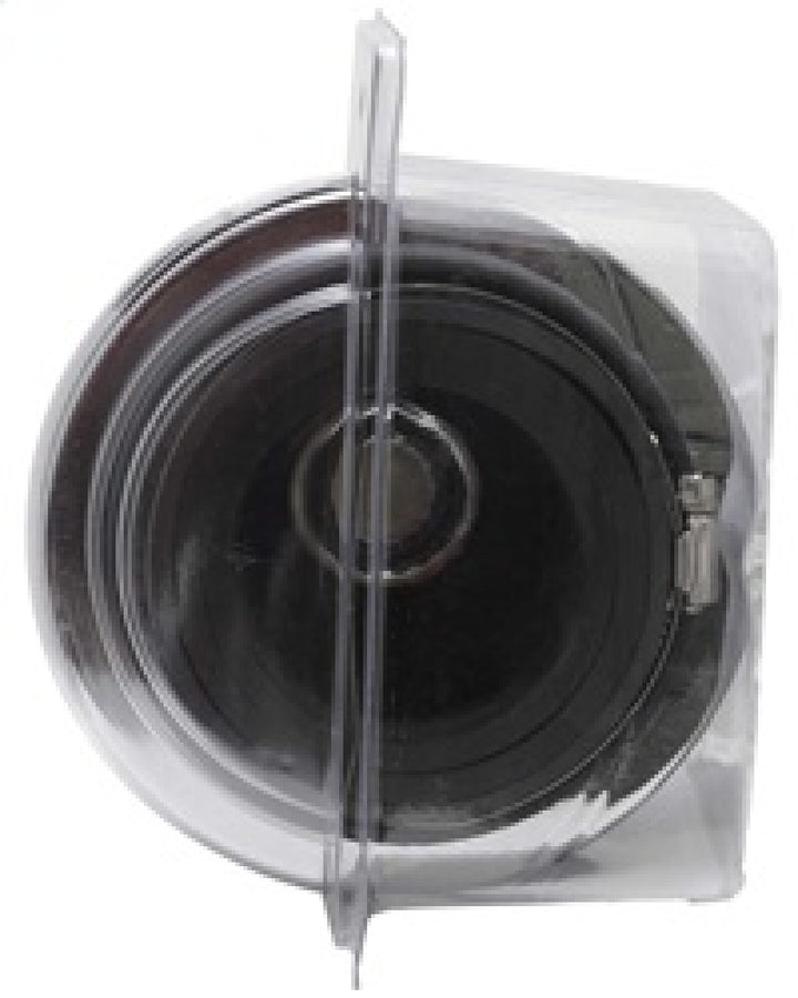 K&N Universal Air Filter Chrome Round Tapered Red - 4in Flange ID x 1.125in Flange Length x 5.5in H - Bull Strap
