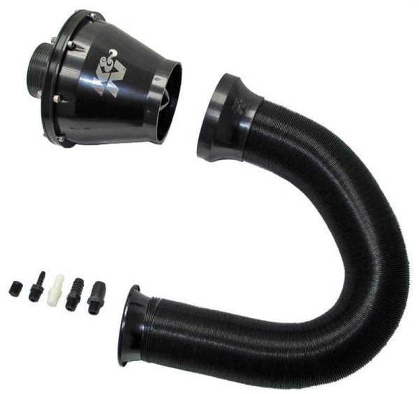 K&N Universal Apollo Black Cold Air Intake - 70mm OD FLG PP - Bull Strap