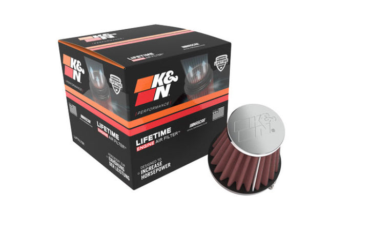 K&N Universal Chrome Filter 1 15/16 inch FLG / 3 inch Base / 2 inch Top / 3 inch Height - Bull Strap