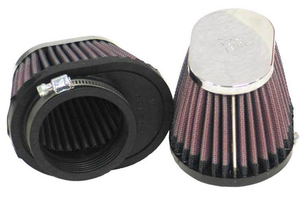 K&N Universal Chrome Filter 2 1/8in FLG / 4in x 3in Bottom / 2in Top / 2 3/4in Height (2 Per Box) - Bull Strap