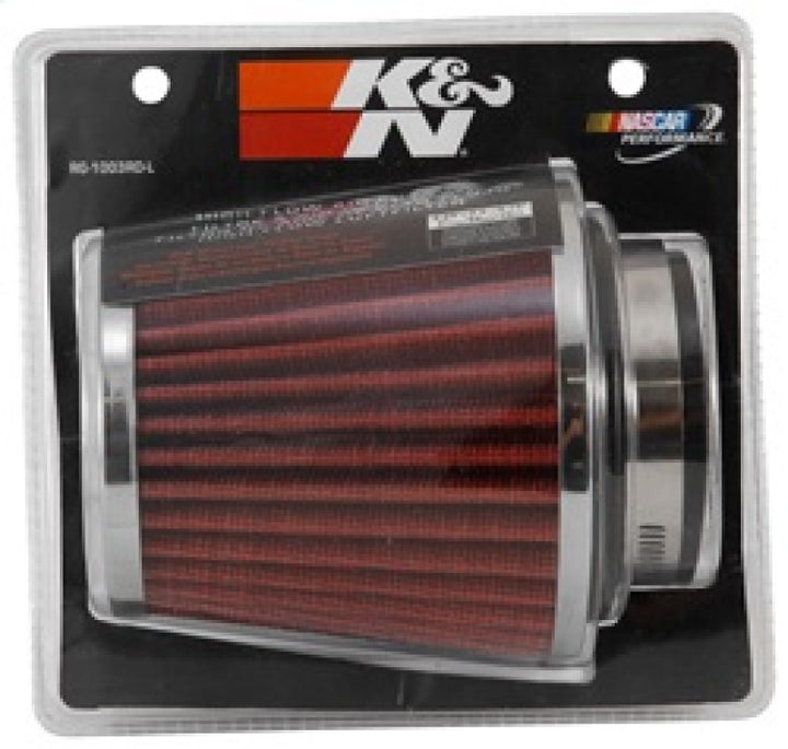 K&N Universal Chrome Filter 2 3/4in FLG / 4 1/2in Bottom / 4 1/2in Height - Bull Strap