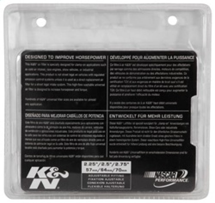 K&N Universal Chrome Filter 2 3/4in FLG / 4 1/2in Bottom / 4 1/2in Height - Bull Strap