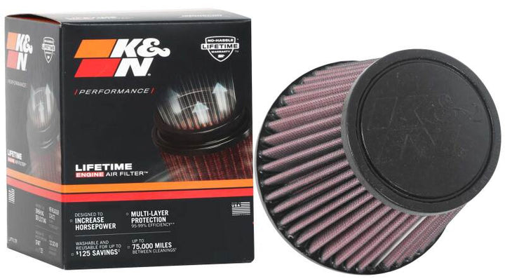 K&N Universal Clamp-On Air Filter 2-3/4in FLG / 5-1/16in B / 3-1/2in T / 4-3/8in H - Bull Strap
