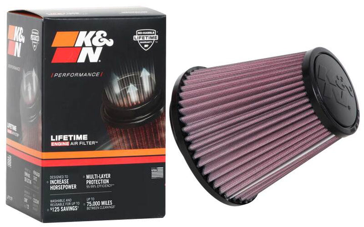 K&N Universal Clamp-On Air Filter 3-1/4in FLG / 5-3/4in B / 3-1/2in T / 5-7/16in H - Bull Strap