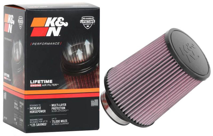K&N Universal Clamp-On Air Filter 3-1/8in FLG / 6in B / 5in T / 7in H - Bull Strap