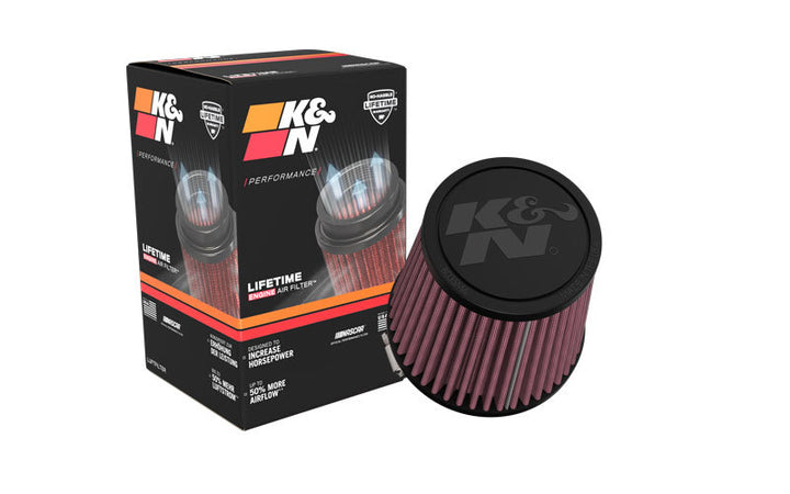 K&N Universal Clamp-On Air Filter 3in FLG /4 1/2in B / 3 1/2in T / 4 3/8in H - Bull Strap