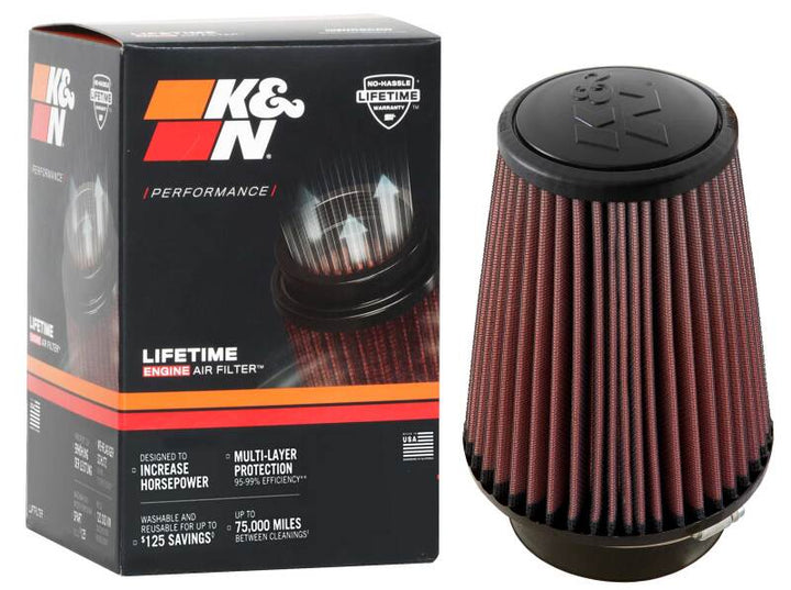 K&N Universal Clamp-On Air Filter 4in FLG / 6in B / 4in T / 7in H - Bull Strap