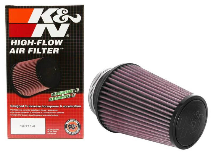K&N Universal Clamp-On Air Filter 4in FLG / 6in B / 4in T / 7in H - Bull Strap