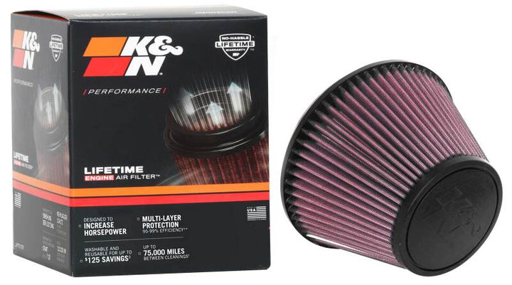 K&N Universal Clamp-On Air Filter 6in FLG / 7-1/2in B / 4-1/2in T / 5in H - Bull Strap