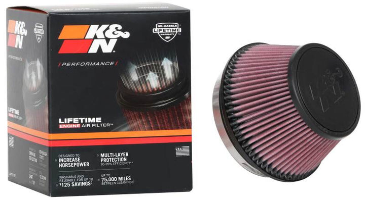 K&N Universal Clamp-On Air Filter 6in FLG / 7-1/2in B / 5-1/8in T / 4in H - Bull Strap