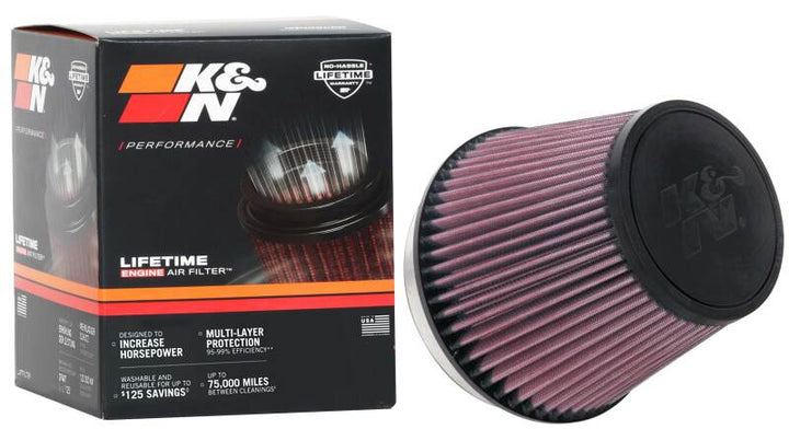 K&N Universal Clamp-On Air Filter 6in FLG / 7-1/2in B / 5in T / 6in H - Bull Strap
