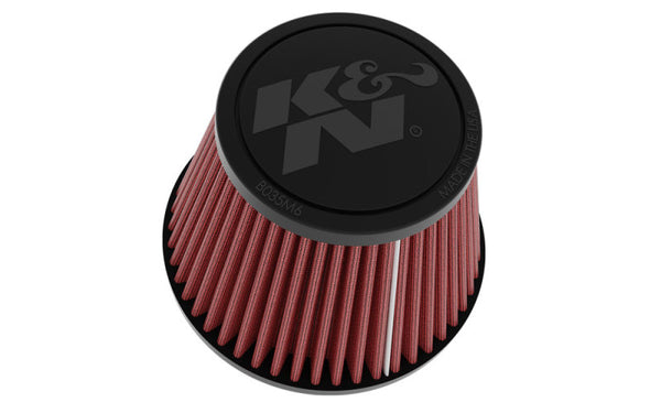 K&N Universal Clamp-on Air Filter 2in Flange ID 5-3/16in Base 3-1/2in Top 3-11/16in Height w/ Vent - Bull Strap