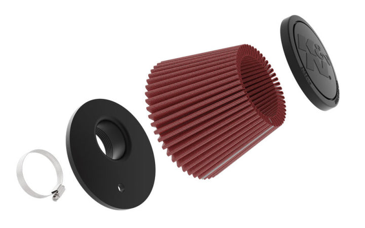 K&N Universal Clamp-on Air Filter 2in Flange ID 5-3/16in Base 3-1/2in Top 3-11/16in Height w/ Vent - Bull Strap