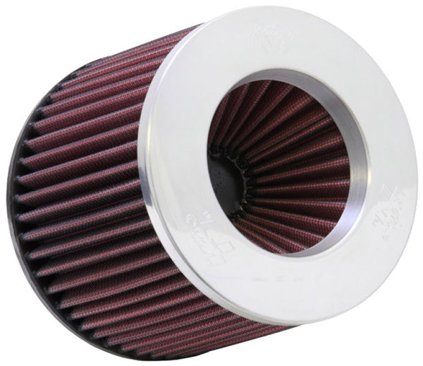 K&N Universal Filter 3 inch Flange 6 inch Base 5 1/4 inch Top 5 inch Height w/ Polished Top - Bull Strap