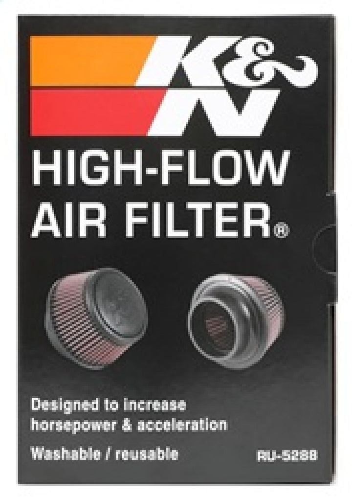 K&N Universal Round Clamp-On Air Filter 3in Flange ID x 6in Base OD x 4.625in Top OD x 3in Height - Bull Strap