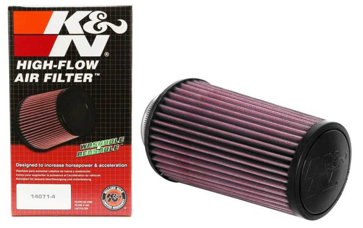 K&N Universal Round Tapered Filter 3 inch FLG / 5 inch Bottom / 4 inch Top / 7 7/8 inch Height - Bull Strap
