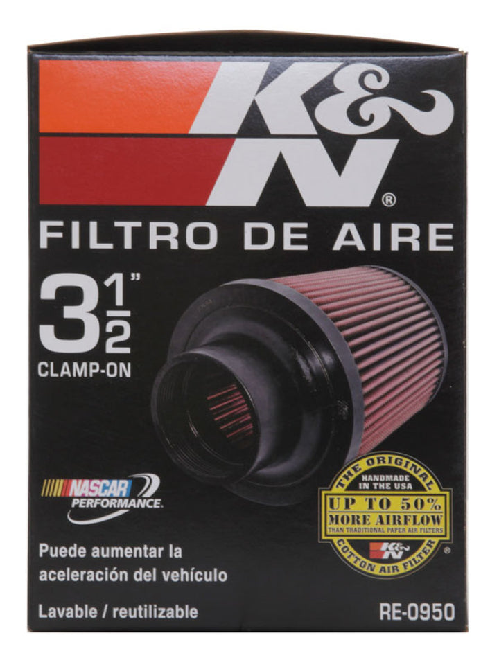 K&N Universal Rubber Filter 3 1/2inch ID FLG / 6inch Base / 4-5/8inch Top / 6inch Height - Bull Strap