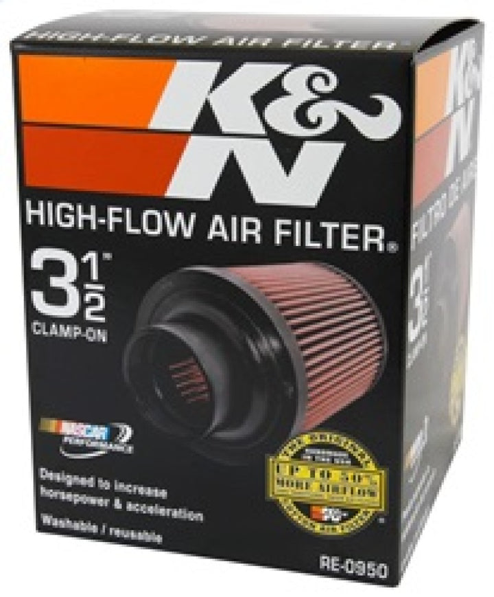 K&N Universal Rubber Filter 3 1/2inch ID FLG / 6inch Base / 4-5/8inch Top / 6inch Height - Bull Strap