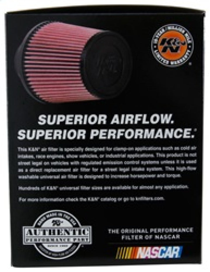 K&N Universal Rubber Filter 3 1/2inch ID FLG / 6inch Base / 4-5/8inch Top / 6inch Height - Bull Strap