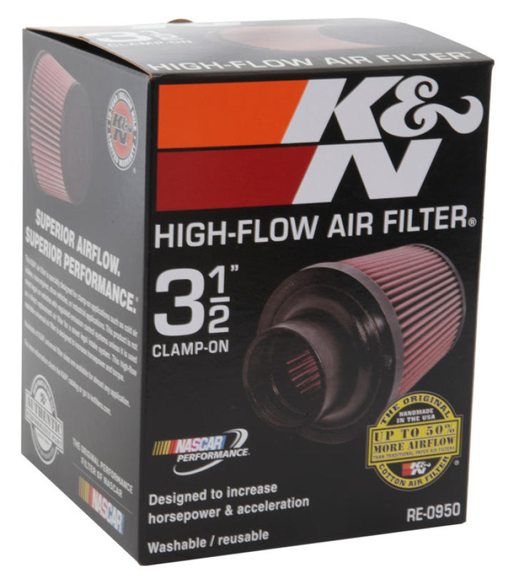 K&N Universal Rubber Filter 3 1/2inch ID FLG / 6inch Base / 4-5/8inch Top / 6inch Height - Bull Strap