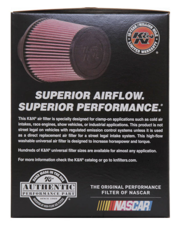 K&N Universal Rubber Filter 3 1/2inch ID FLG / 6inch Base / 4-5/8inch Top / 6inch Height - Bull Strap