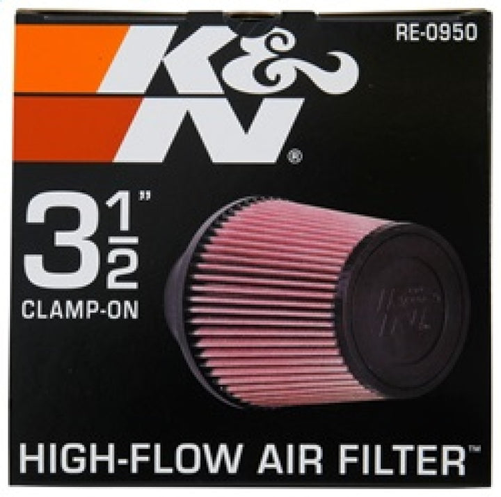 K&N Universal Rubber Filter 3 1/2inch ID FLG / 6inch Base / 4-5/8inch Top / 6inch Height - Bull Strap