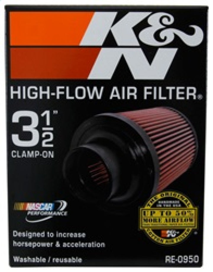 K&N Universal Rubber Filter 3 1/2inch ID FLG / 6inch Base / 4-5/8inch Top / 6inch Height - Bull Strap