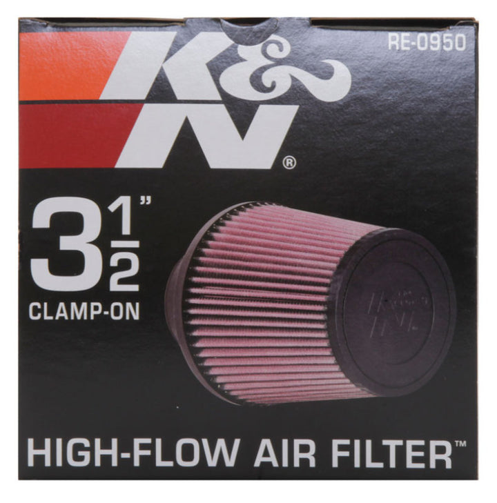 K&N Universal Rubber Filter 3 1/2inch ID FLG / 6inch Base / 4-5/8inch Top / 6inch Height - Bull Strap