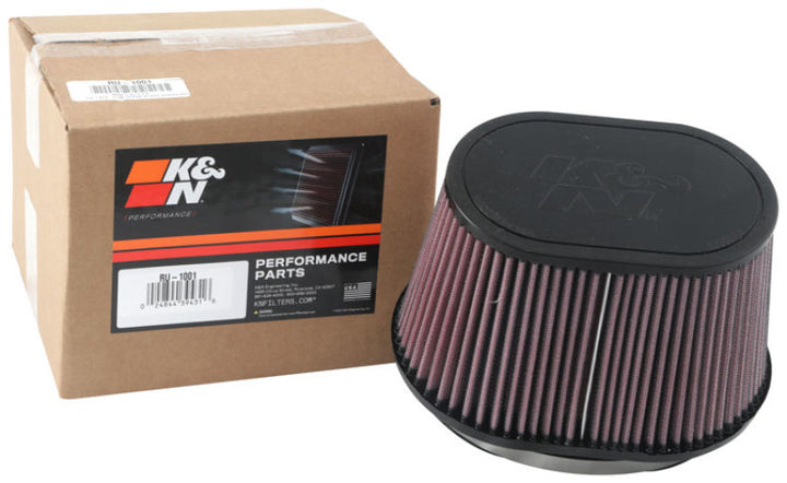 K&N Universal Rubber Filter 6.25in x 4in Oval FLG / 7.375in x 5.5in Base / 6.25in x 4in Top / 5in H - Bull Strap