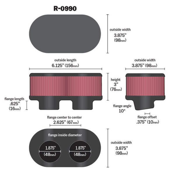 K&N Universal Rubber Filter - Bull Strap