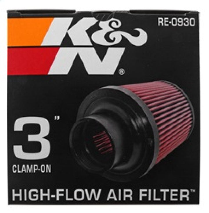K&N Universal Rubber Filter - Round Tapered 6in Base OD x 3in Flange ID x 6in H - Bull Strap