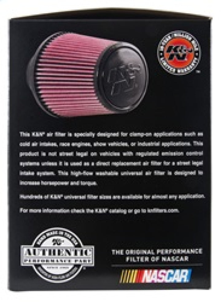 K&N Universal Rubber Filter - Round Tapered 6in Base OD x 3in Flange ID x 6in H - Bull Strap