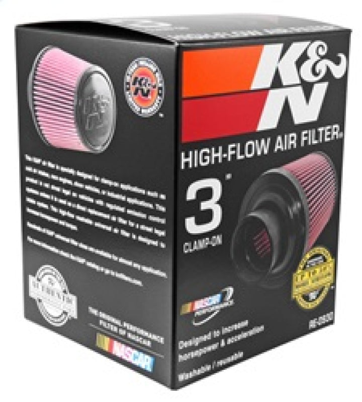K&N Universal Rubber Filter - Round Tapered 6in Base OD x 3in Flange ID x 6in H - Bull Strap