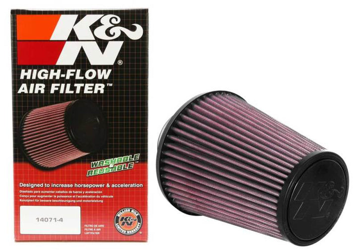 K&N Universal Tapered Filter 3in Flange ID x 6in Base OD x 4in Top OD x 6.75in Height - Bull Strap