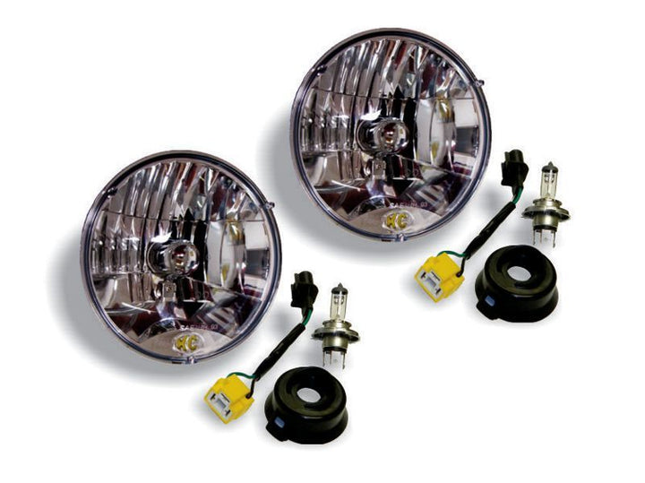 KC HiLiTES 07-18 Jeep JK H4 Headlight Conversion Kit - DOT Apprv./Incl. H13 to H4 Connectors (Pair) - Bull Strap