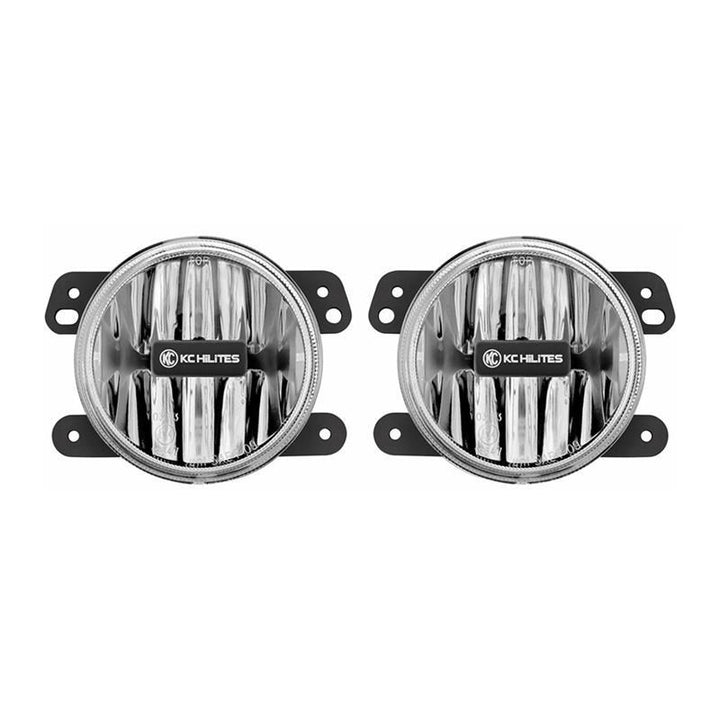 KC HiLiTES 10-18 Jeep JK 4in. Gravity G4 LED Light 10w SAE/ECE Clear Fog Beam (Pair Pack System) - Bull Strap