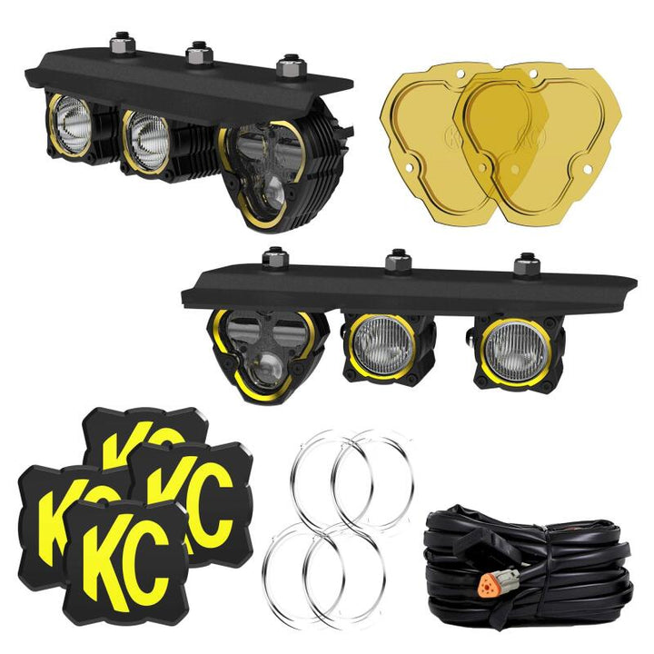 KC HiLiTES 2021+ Ford Bronco FLEX ERA 3 Dual Mode SAE Fog Light Pocket Kit - Bull Strap