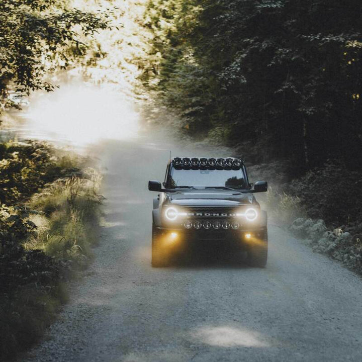 KC HiLiTES 2021+ Ford Bronco FLEX ERA 3 Dual Mode SAE Fog Light Pocket Kit - Bull Strap