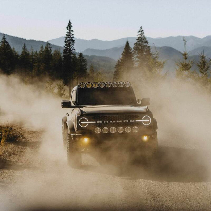 KC HiLiTES 2021+ Ford Bronco FLEX ERA 3 Dual Mode SAE Fog Light Pocket Kit - Bull Strap