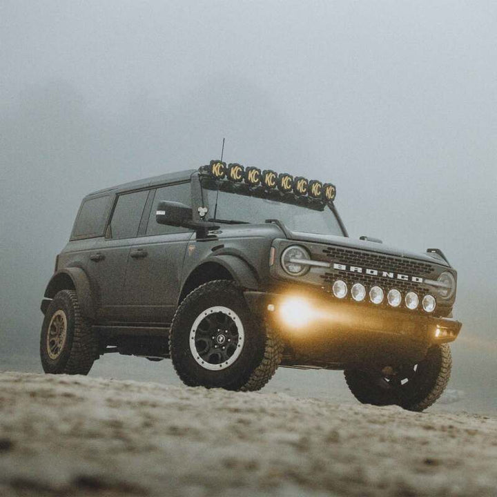 KC HiLiTES 2021+ Ford Bronco FLEX ERA 3 Dual Mode SAE Fog Light Pocket Kit - Bull Strap