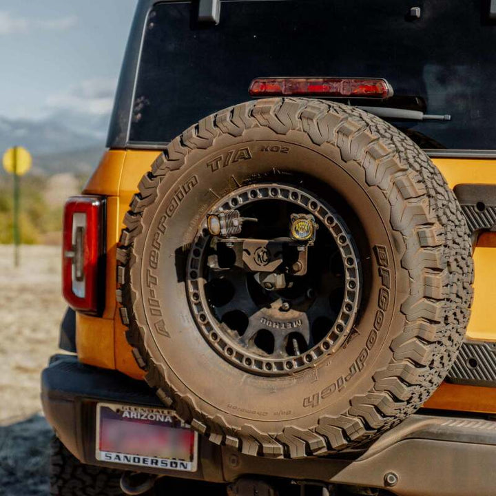KC HiLiTES 21-24 Ford Bronco Spare Tire Carrier Light Mount w/ M12x1.5 Lug Nuts - Bull Strap