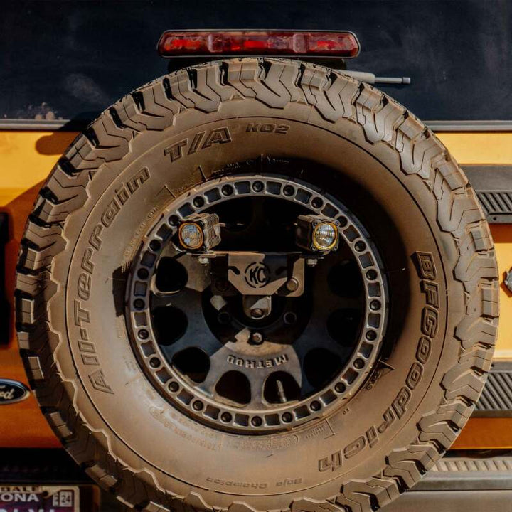 KC HiLiTES 21-24 Ford Bronco Spare Tire Carrier Light Mount w/ M12x1.5 Lug Nuts - Bull Strap