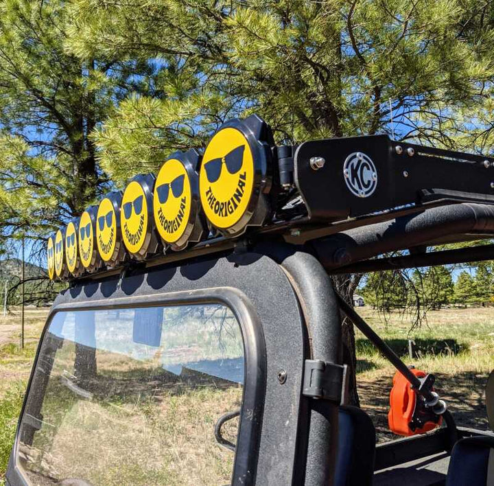 KC HiLiTES 6in. Hard Cover for Gravity Pro6 LED Lights (Single) - Smiley Face- Yellow/Black KC Logo - Bull Strap