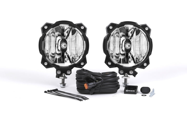 KC HiLiTES 6in. Pro6 Gravity LED Light 20w Single Mount Spot Beam (Pair Pack System) - Bull Strap