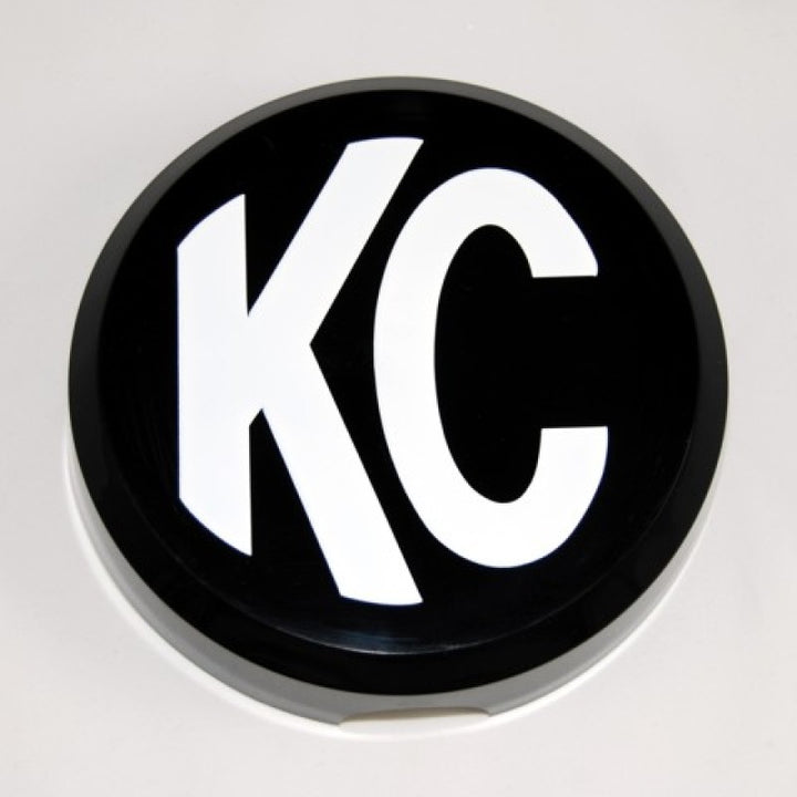 KC HiLiTES 6in. Round Hard Cover for Daylighter/SlimLite/Pro-Sport (Single) - Black w/White KC Logo - Bull Strap