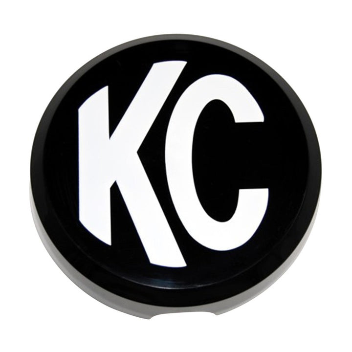 KC HiLiTES 6in. Round Hard Cover for Daylighter/SlimLite/Pro-Sport (Single) - Black w/White KC Logo - Bull Strap