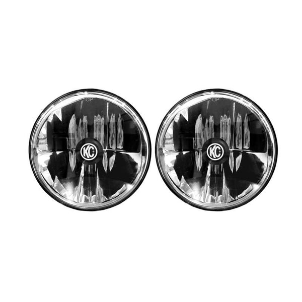 KC HiLiTES 97-06 Jeep TJ/Univ. 7in. Gravity LED H4 DOT Approved Replac. Headlight (Pair Pack System) - Bull Strap
